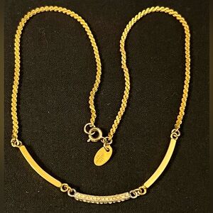 Vtg Les Bernard Pave Bar Necklace